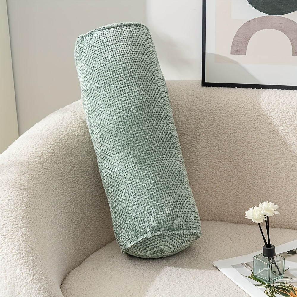 1pc Chenille Material Cylindrical Throw Pillow, Suitable for Sofas And Living Rooms, with Zipper Closure, Pillow Core, Fully Soft Filling, Decorative Throw Pillow for Home Use