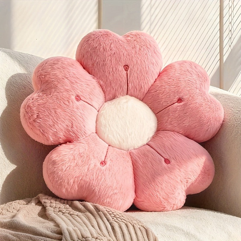2pcs Fiber Daisy Flower Cushion - Comfortable Decorative Pillow for Bed & Sofa, Made of White\u002FPink, Polyester Fabric, Charming Floral Pattern, Bedding Accessories | Plush Pillow Decoration | Soft Polyester Material