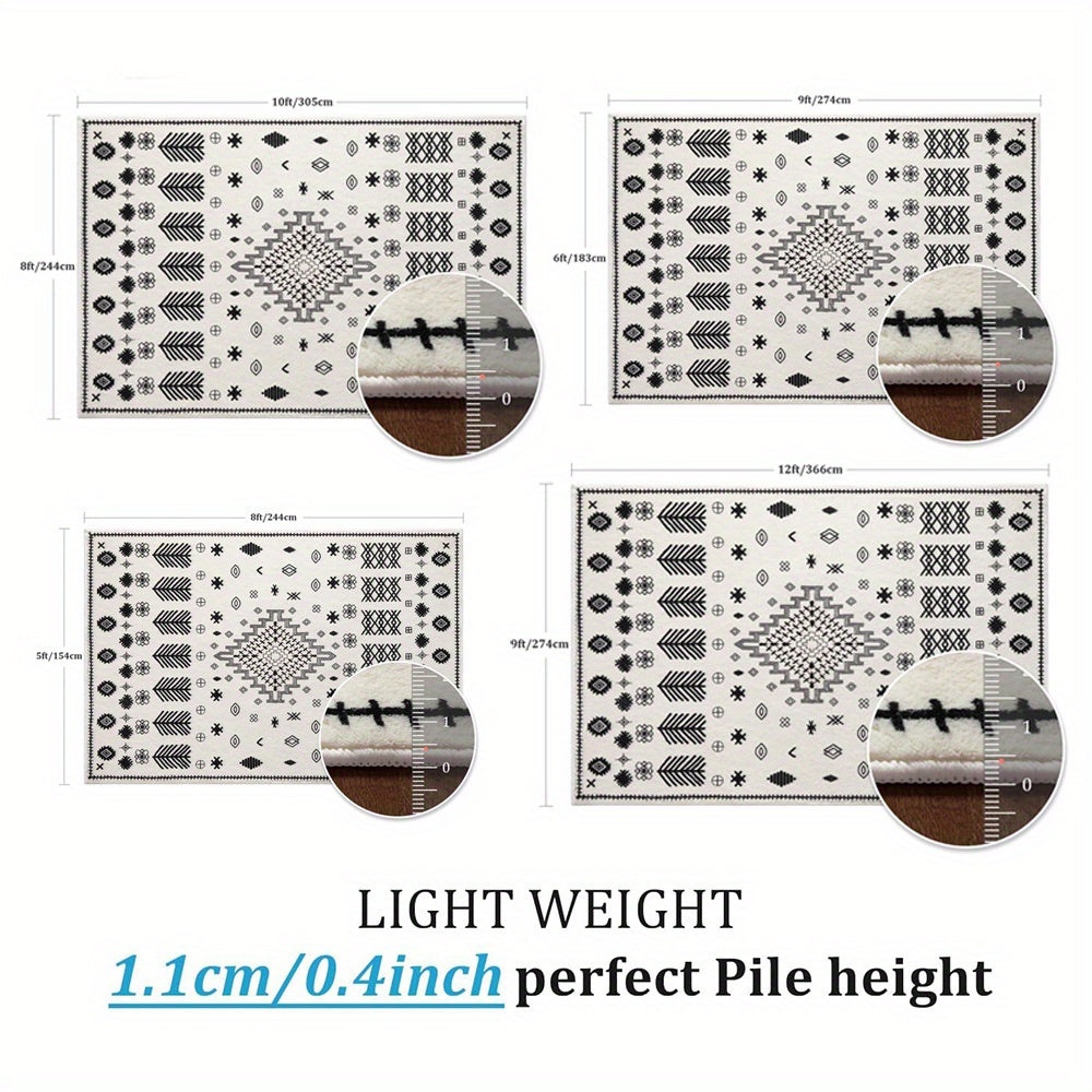 YIHOUSE Area Rugs Non-Shedding Washable Rug, Bedroom Living Room Dining Room Office Nonslip Modern Throw Rugs Soft Faux Wool Carpet Indoor Contemporary Striped Rugs Black And White Rug Home Decor, Room Decor