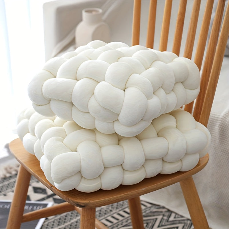 Two Twisted Braided Throw Pillows, Sofa Living Room Home Decoration Cushions, Square Office Throw Pillow Cushions, Tatami Lazy Sofa Throw Pillow Cushions, Knotted Plush Throw Pillow Cushions