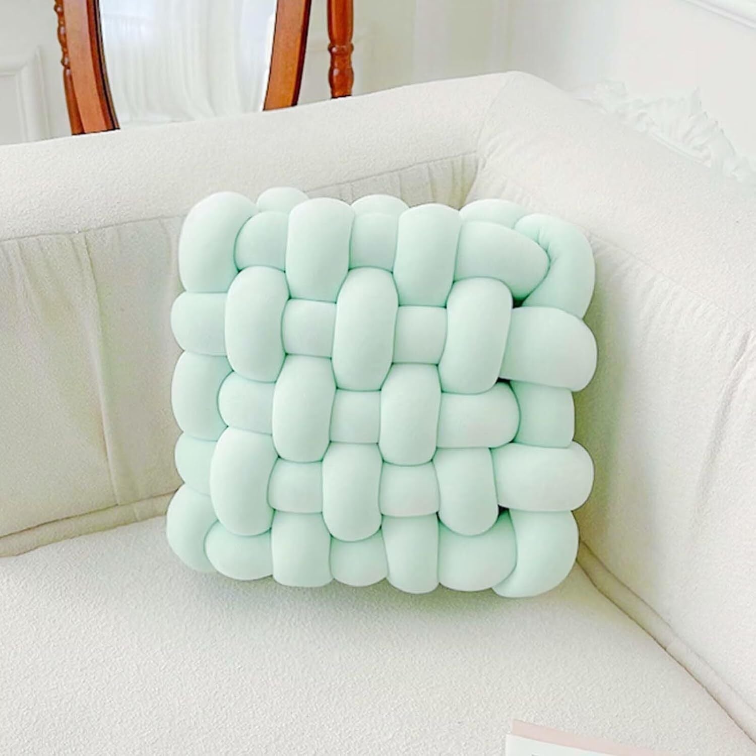 2 Pcs Knot Pillow Soft Throw Pillow Home Decoration Cushion Square Office Knotted Plush Throw Cushion for Living Room Bedroom Sofa Couch Living Room Decor, 12'' X 12''