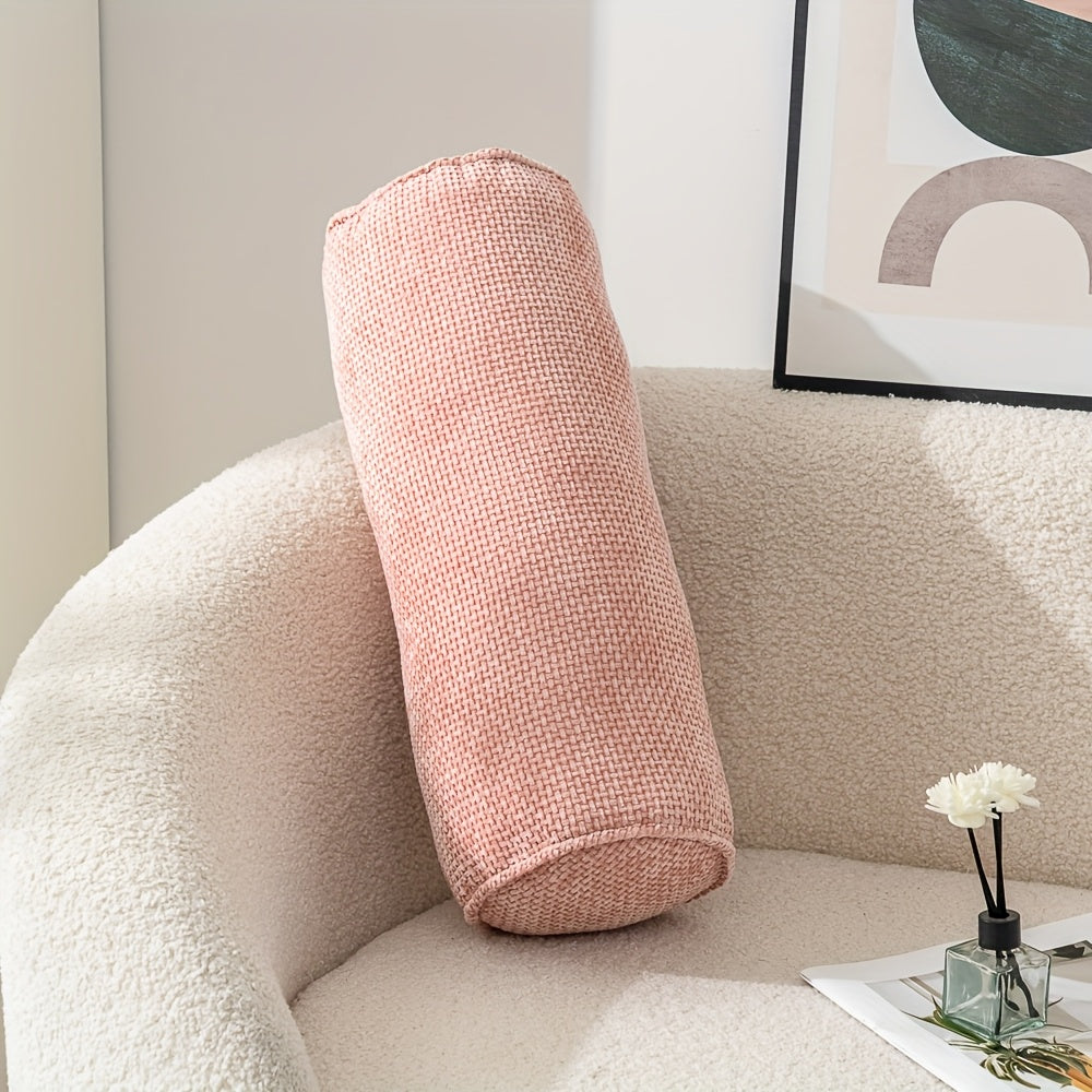 1pc Chenille Material Cylindrical Throw Pillow, Suitable for Sofas And Living Rooms, with Zipper Closure, Pillow Core, Fully Soft Filling, Decorative Throw Pillow for Home Use