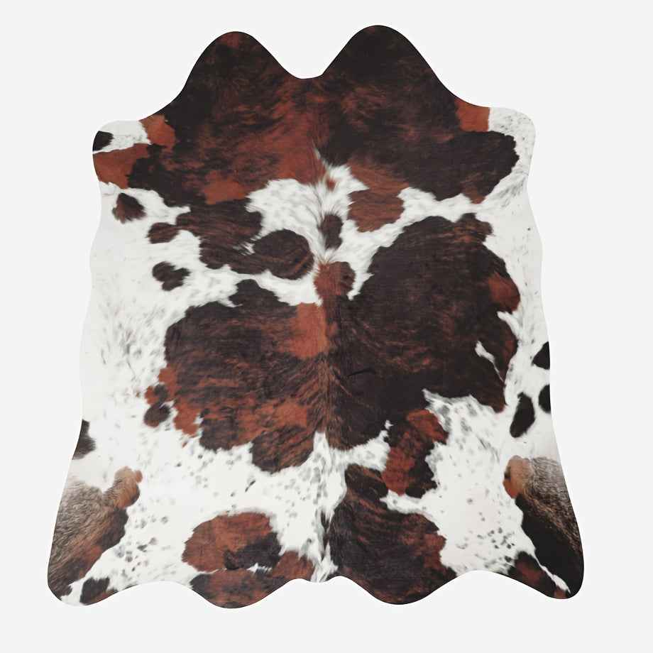 Faux Cowhide Rug, Western Style 6.2 X 5.2 Feet Thickened And Non-Slip for Living Room And Bedroom, Handmade Animal Print Floor Mat