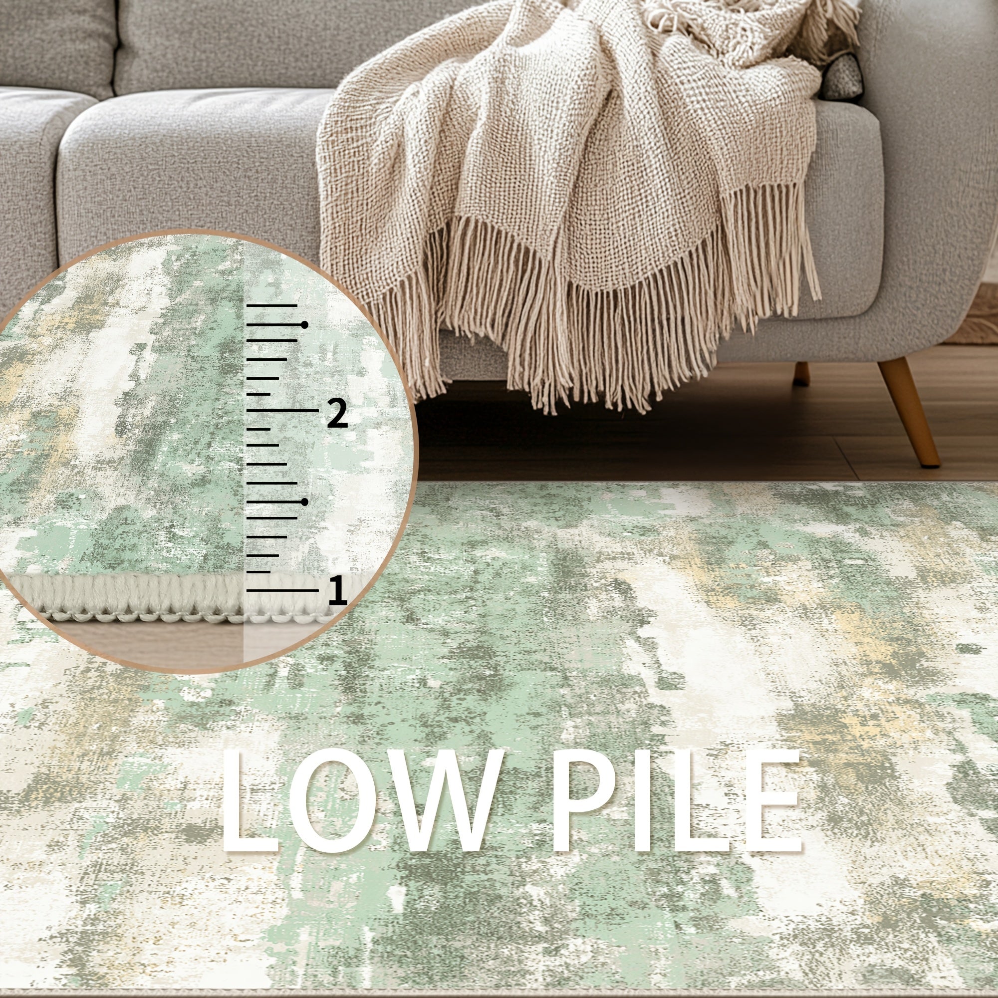 Modern Abstract Area Mat -Home Decor, Room Decor, Large Non-Slip Living Room Mat, Soft Machine Washable Mat for Dining Room, Bedroom & Office - Home Decoration in Sage Green, Blue, Dark Grey