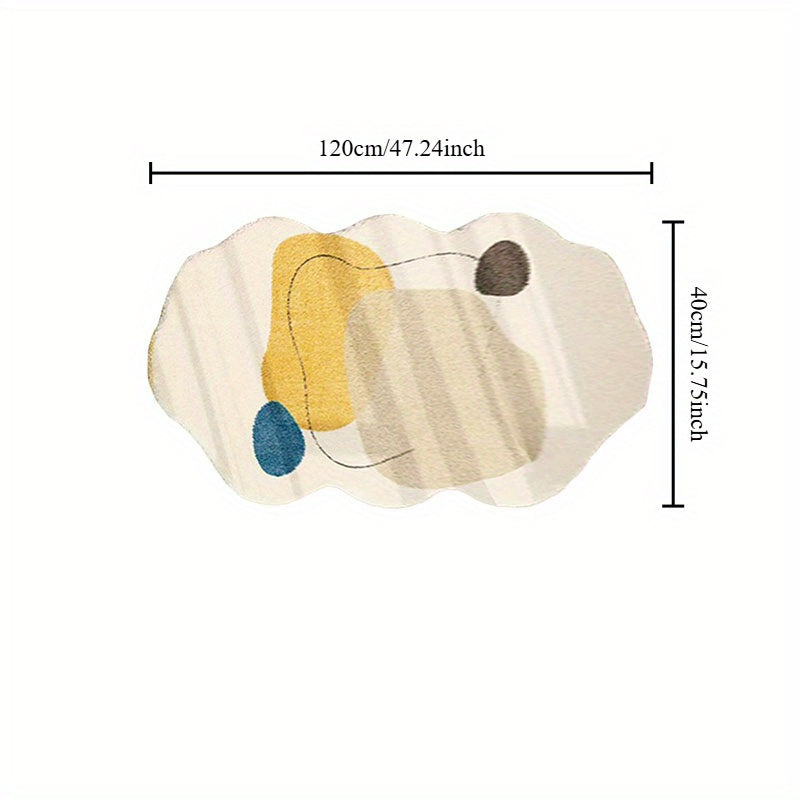 Luxurious Beige Geometric Area Mat - 1000g\u002Fm², 10mm Thick, Machine Washable, Irregular Shape, Soft & Plush, Perfect for Living Room, Bedroom, or Office Decor, Rugs for Living Room