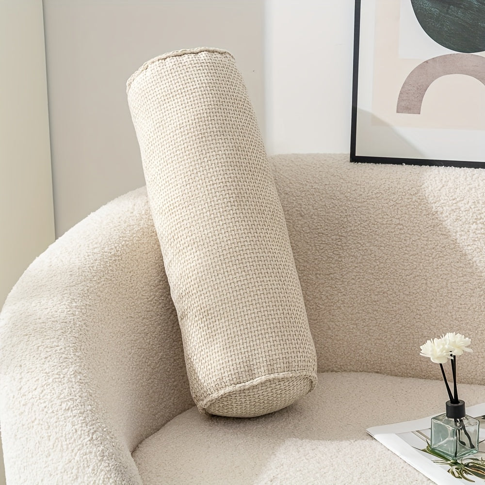 1pc Chenille Material Cylindrical Throw Pillow, Suitable for Sofas And Living Rooms, with Zipper Closure, Pillow Core, Fully Soft Filling, Decorative Throw Pillow for Home Use