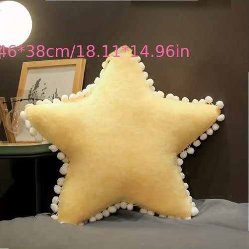 1pc Cute Five-pointed Star Throw Pillow, Green & Pink & Yellow & White, Suitable for Home Sofa Waist Rest, Office Pillow Seat Cushion, Car Decorative Throw Pillow