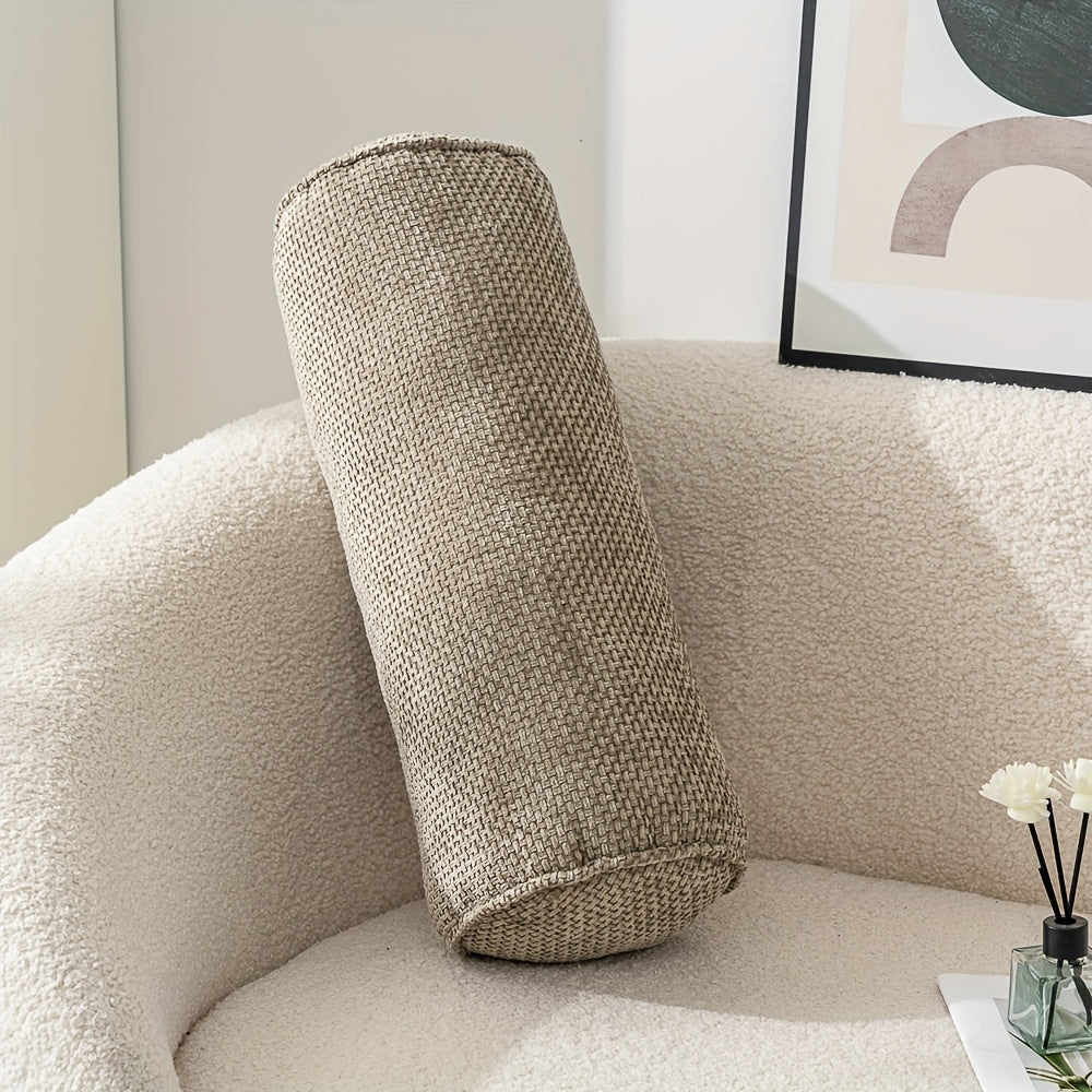 1pc Chenille Material Cylindrical Throw Pillow, Suitable for Sofas And Living Rooms, with Zipper Closure, Pillow Core, Fully Soft Filling, Decorative Throw Pillow for Home Use