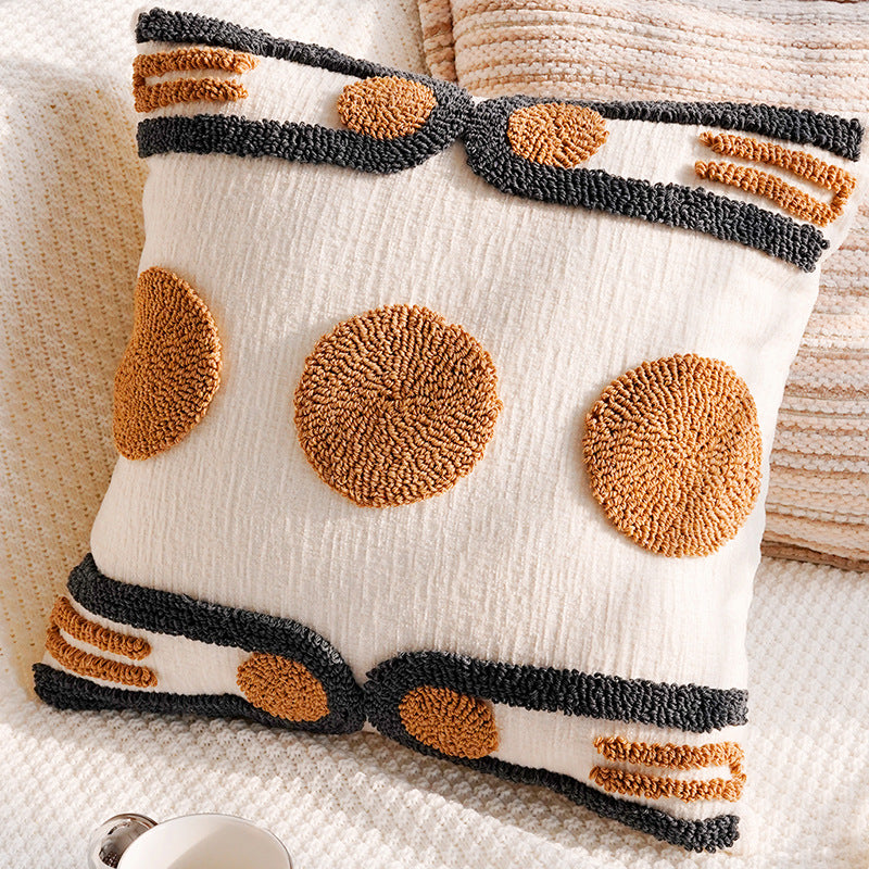 Modern Luxury Living Room and Bedroom Home Pillow Cushion, Bohemian Style Home Soft Furnishings Sofa Throw Pillow Pillowcase, Bohemian Style Pillowcase, Tufted Decorative Neutral Cushion Cover, Farmhouse Style Sofa Throw Pillow Textured Tassel