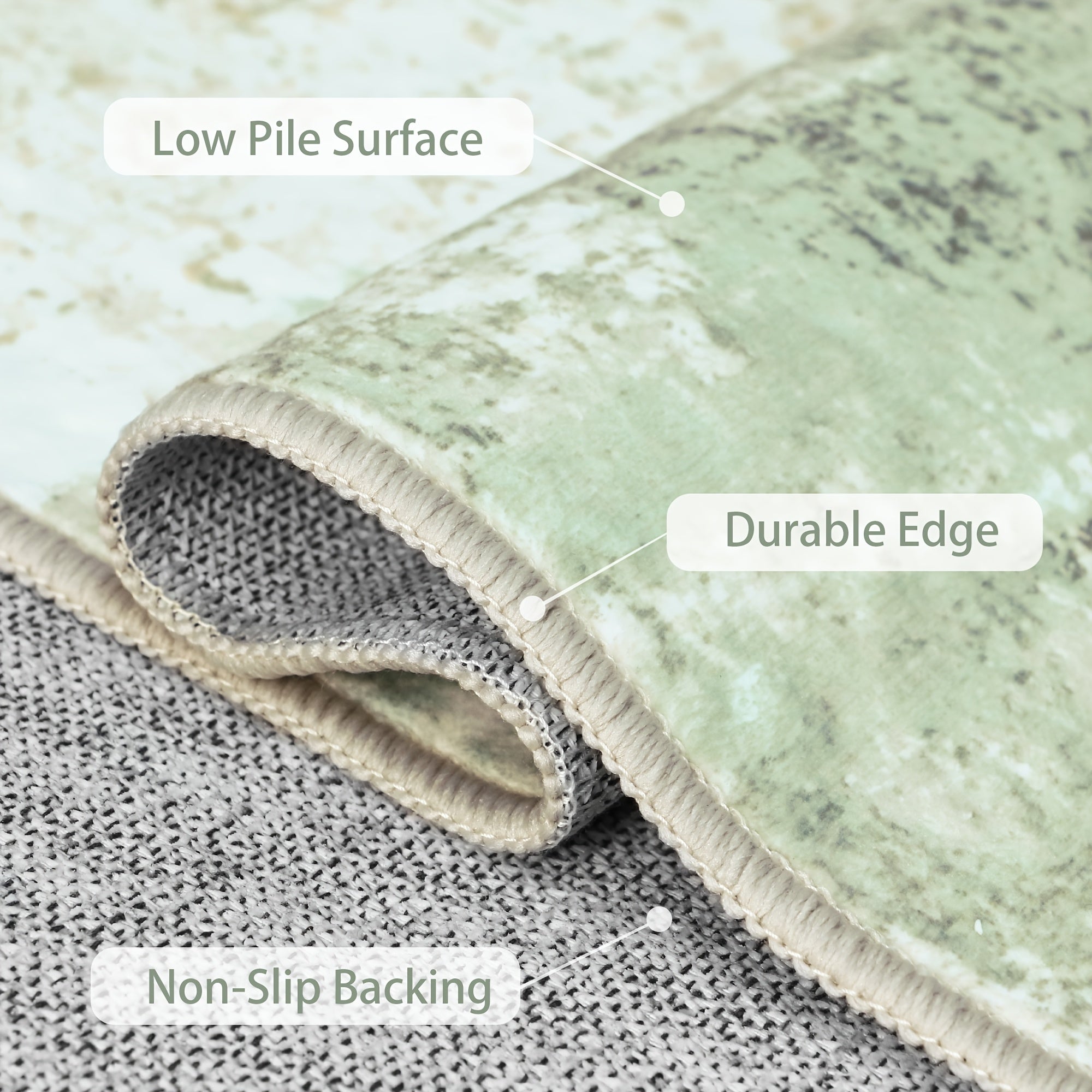 Modern Abstract Area Mat -Home Decor, Room Decor, Large Non-Slip Living Room Mat, Soft Machine Washable Mat for Dining Room, Bedroom & Office - Home Decoration in Sage Green, Blue, Dark Grey