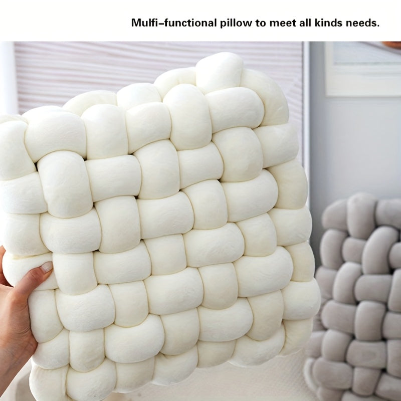 Two Twisted Braided Throw Pillows, Sofa Living Room Home Decoration Cushions, Square Office Throw Pillow Cushions, Tatami Lazy Sofa Throw Pillow Cushions, Knotted Plush Throw Pillow Cushions